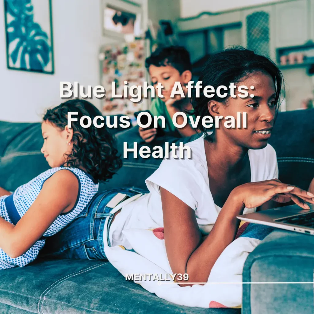 blue light affects - family together on computers and smartphones